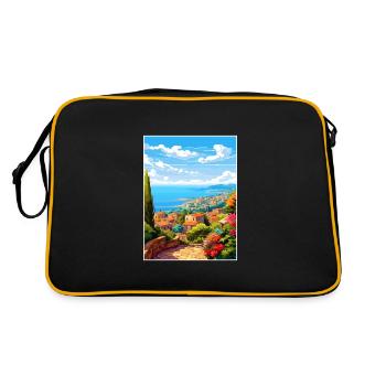 Cote D Azur Frankreich Vintage Reiseposter Souvenir - Retro Tasche - Schwarz/Gold - Hinten