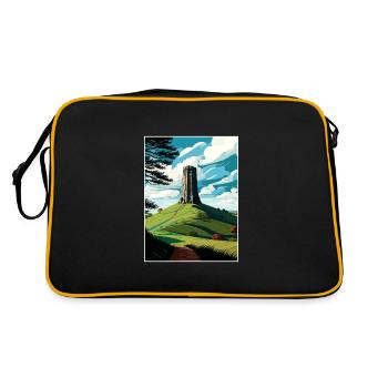 Glastonbury Tor Angleterre Affiche de voyage vintage WPA - Sac Retro - noir/or - Dos
