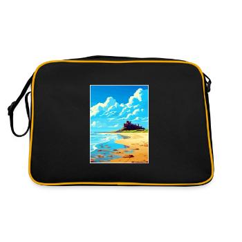 Bamburgh Castle Angleterre Vintage voyage affiche WPA - Sac Retro - noir/or - Dos