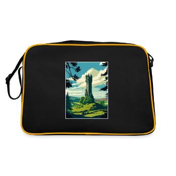 Wallace Monument Schottland Vintage Reiseposter - Retro Tasche - Schwarz/Gold - Hinten