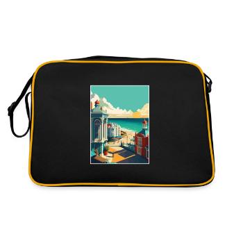 Brighton Pier Seascape Uk Vintage Travel Poster - Retro Bag - black/gold - Back