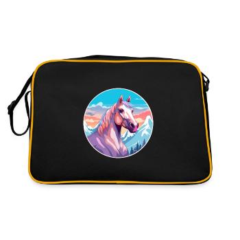 Cheval Aquarelle Dessin Animé Kawaii Animal De Compagnie Animal Colorfu - Sac Retro - noir/or - Dos