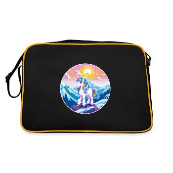 Pony Watercolor Cartoon Kawaii Pet Animal Colorful - Retro Bag - black/gold - Back