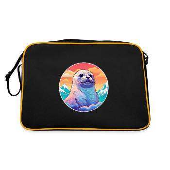 Sceau Aquarelle Dessin Animé Kawaii Animal De Compagnie Coloré - Sac Retro - noir/or - Dos