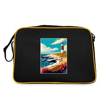 Portland Bill England Vintage Reiseposter WPA - Retro Tasche - Schwarz/Gold - Hinten