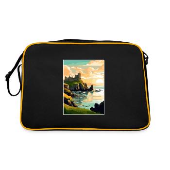 Dunluce Castle Irlande Vintage Travel Poster WPA - Sac Retro - noir/or - Dos