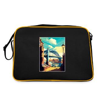 Newcastle Angleterre Vintage voyage affiche Souvenir - Sac Retro - noir/or - Dos
