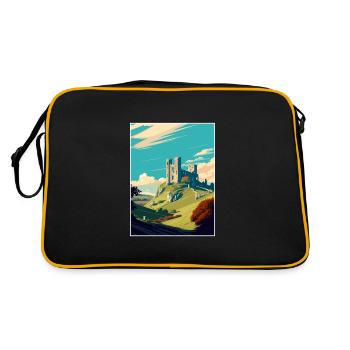 Corfe Castle Angleterre Vintage voyage affiche WPA Art - Sac Retro - noir/or - Dos