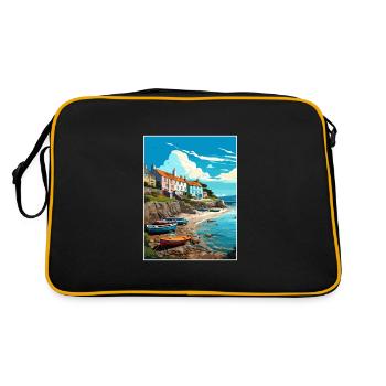 New Quay Welsh Wales Vintage Travel Poster WPA Art - Retro Bag - black/gold - Back