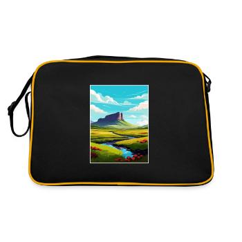 Ben Bulben Irland Vintage Reiseposter Souvenir - Retro Tasche - Schwarz/Gold - Hinten