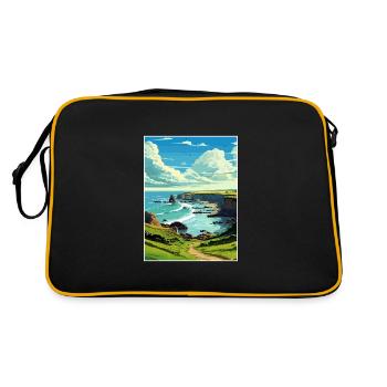 Hartland Quay Devon Vintage Travel Poster Souvenir - Retro Bag - black/gold - Back