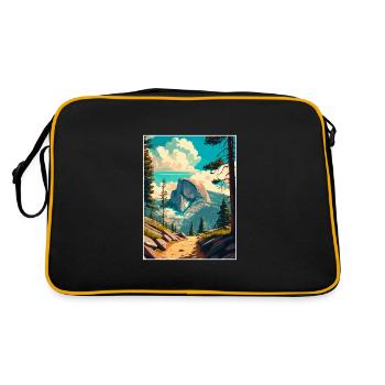 Half Dome Trail Yosemite California Travel Poster - Retro Bag - black/gold - Back