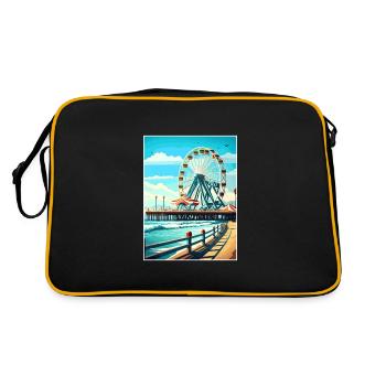 Santa Monica Kalifornien Vintage Reiseposter WPA - Retro Tasche - Schwarz/Gold - Hinten