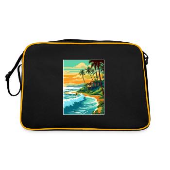 North Shore Hawaii Vintage Travel Poster Souvenir - Retro Bag - black/gold - Back