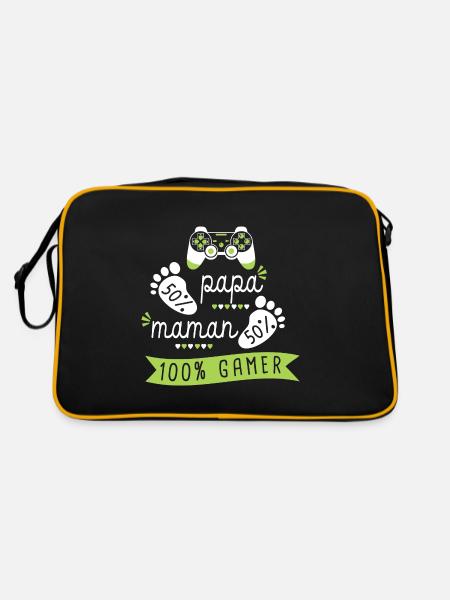 bebe gamer naissance grossesse enceinte gaming - Sac Retro - noir/or - Dos