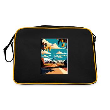 Canberra Australien Vintage Reiseposter Souvenir - Retro Tasche - Schwarz/Gold - Hinten