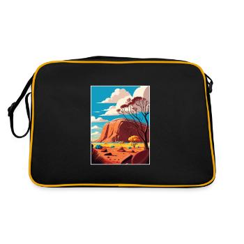 Ayers Rock Australien Vintage Reiseposter WPA Kunst - Retro Tasche - Schwarz/Gold - Hinten