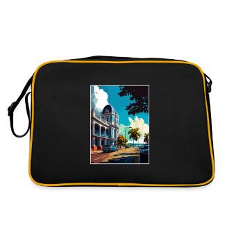 Kingston Karibik Vintage Reiseposter Souvenir - Retro Tasche - Schwarz/Gold - Hinten
