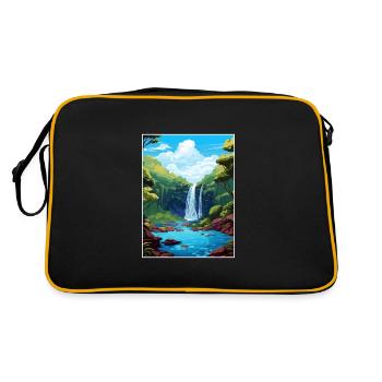 Rio Celeste Waterfall Vintage Travel Poster WPA - Retro Bag - black/gold - Back
