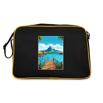 Bora Polynésie Française Vintage Voyage Poster WPA - Sac Retro - noir/or - Dos