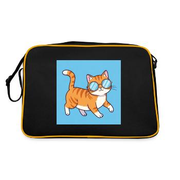 Chubby cat with sunglasses - Retro Bag - black/gold - Back
