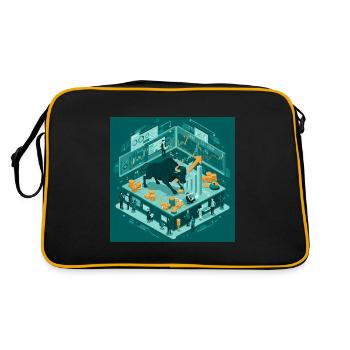 Börse - Wallstreet , Erfolg Reichtum , Bullenmarkt - Retro Tasche - Schwarz/Gold - Hinten