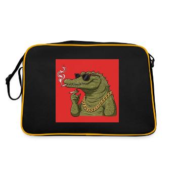 Smoking crocodile with gold chain and sunglasses - Retro Bag - black/gold - Back