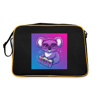 Funny Koala with Cassette - 80s Vibes - Retro Bag - black/gold - Back