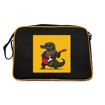 Crocodile cool avec guitare électrique et chaîne en or - Sac Retro - noir/or - Dos