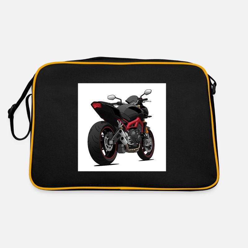 Schwarzes Motorrad Design - Sportlich - Retro Tasche - Schwarz/Gold