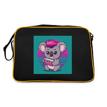 Cute Koala with Cassette - 80s Vibes - Retro Bag - black/gold - Back