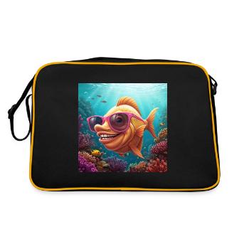 Fins Funny fish with sunglasses - Retro Bag - black/gold - Back