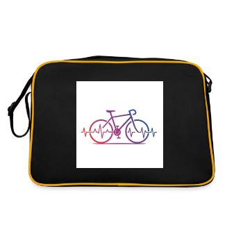 Puls hoch, Reifen runter – Mountainbike pur - Retro Tasche - Schwarz/Gold - Hinten
