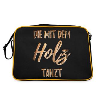 Die mit dem Holz tanzt - Retro Tasche - Schwarz/Gold - Hinten