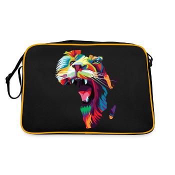 Africa Map Lion Safari Savannah Wild Africa - Retro Bag - black/gold - Back