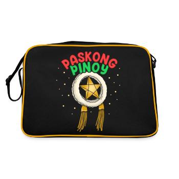 Paskong Pinoy Weihnachtsdesign für Filipinos - Retro Tasche - Schwarz/Gold - Hinten