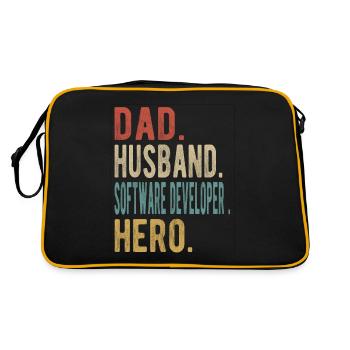 Software Developer Papa Husband Hero - Retro Bag - black/gold - Back