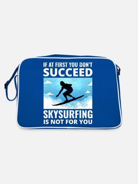 Skysurfing Skydiving Extreme Sport Skydiver Funny - Retro Bag - blue/white - Back