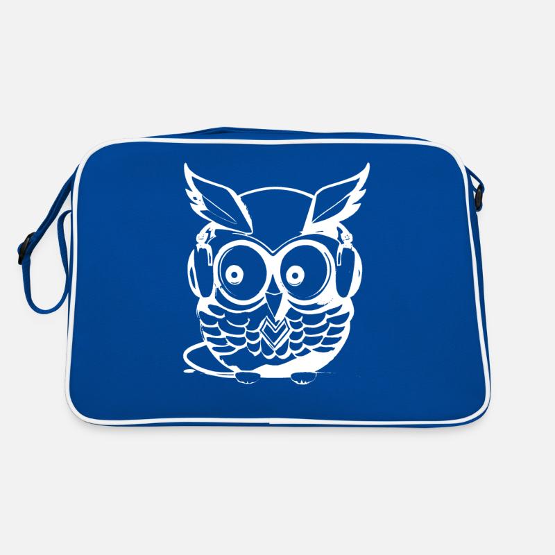 Eule weiß Kopfhörer Retro Tasche