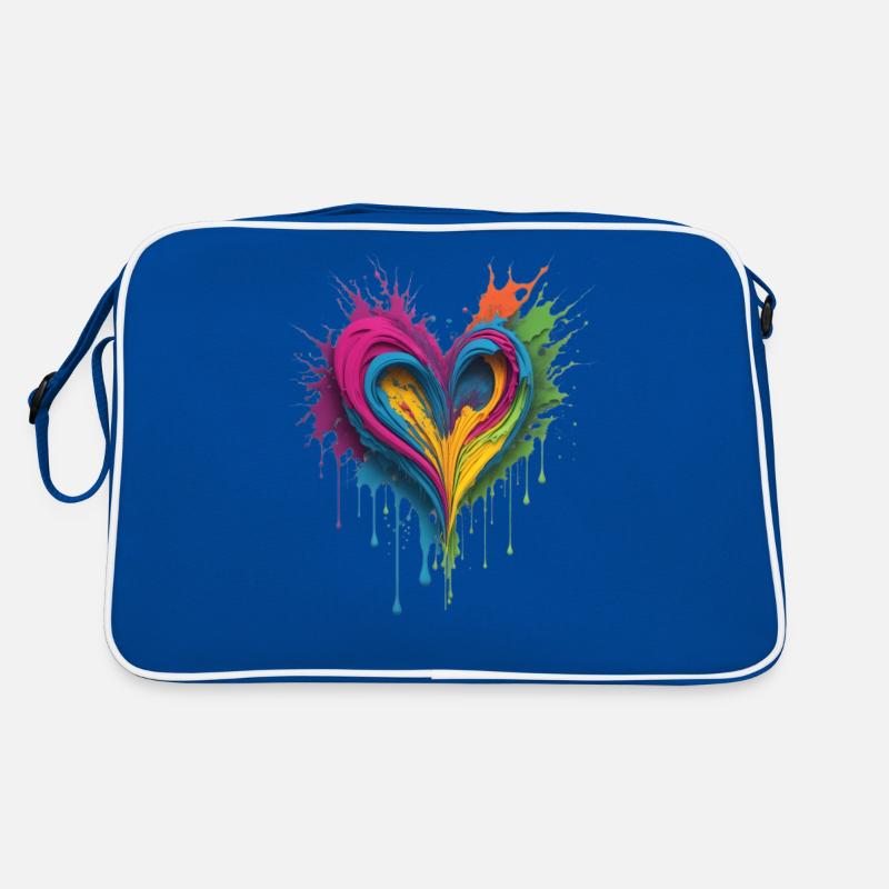 Herz aus flüssiger Farbe Retro Tasche