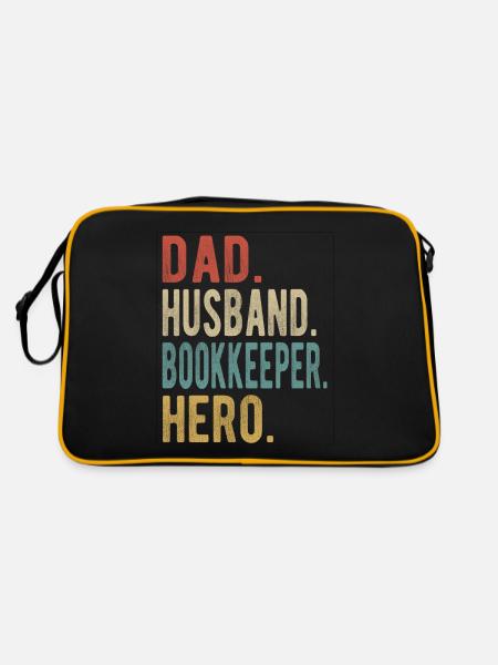 Bookkeeper Dad Husband Hero - Retro Bag - black/gold - Back