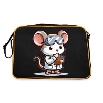Cute Mouse Scientist - Retro Bag - black/gold - Back