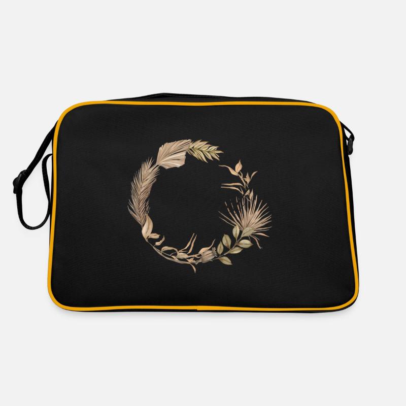 Braut Boho Kranz / Junggesellenabschied - Retro Tasche - Schwarz/Gold