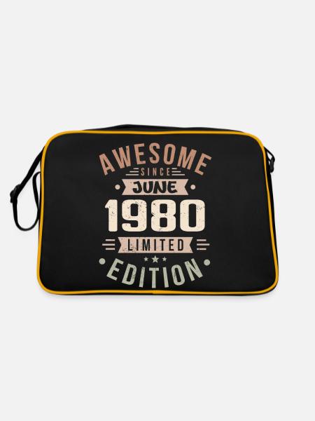 June 1980 Birthday June 1980 Gift June 1980 - Retro Bag - black/gold - Back