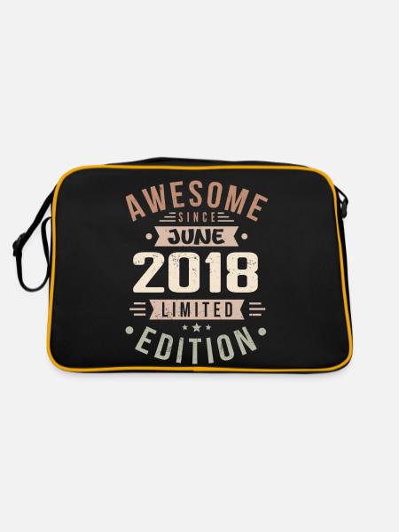 Juni 2018 Geburtstag Juni 2018 Geschenk Juni 2018 - Retro Tasche - Schwarz/Gold - Hinten