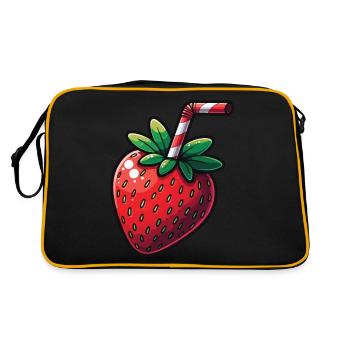Erdbeer-Shake - Retro Tasche - Schwarz/Gold - Hinten