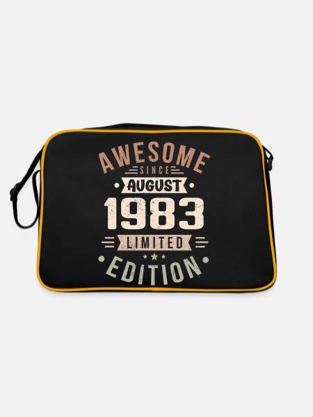 August 1983 Birthday in August 1983 Vintage 1983 - Retro Bag - black/gold - Back