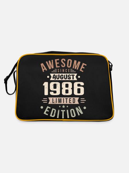 August 1986 Geburtstag im August 1986 Vintage 1986 - Retro Tasche - Schwarz/Gold - Hinten