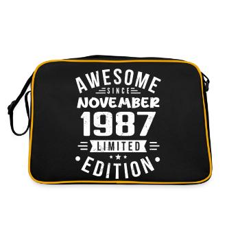 November 1987 Geschenkidee Legende November 1987 - Retro Tasche - Schwarz/Gold - Hinten