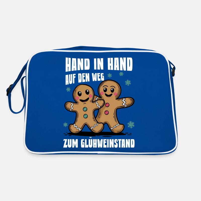 Hand in Hand lustiger Spruch Glühwein Pullover Retro Tasche